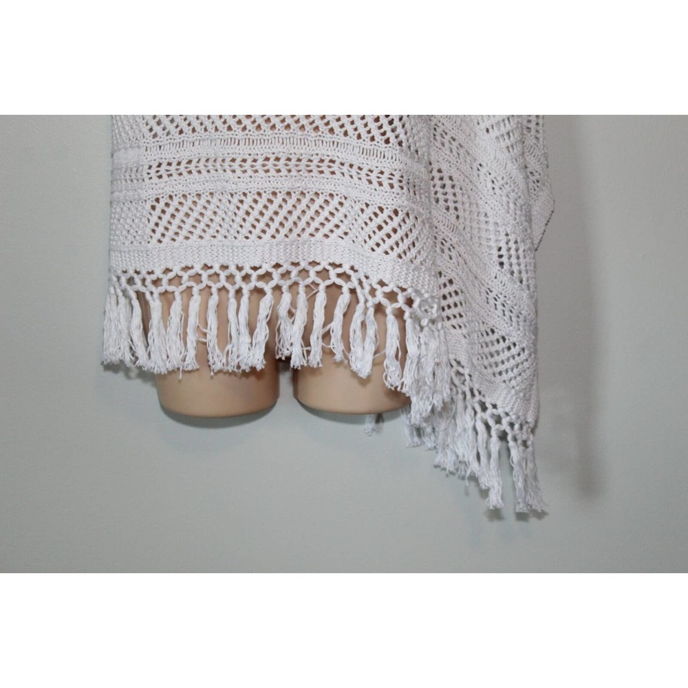 Lilly Pulitzer Viala Crochet Fringe Poncho Wrap White OS One Size H14410 - Picture 3 of 9